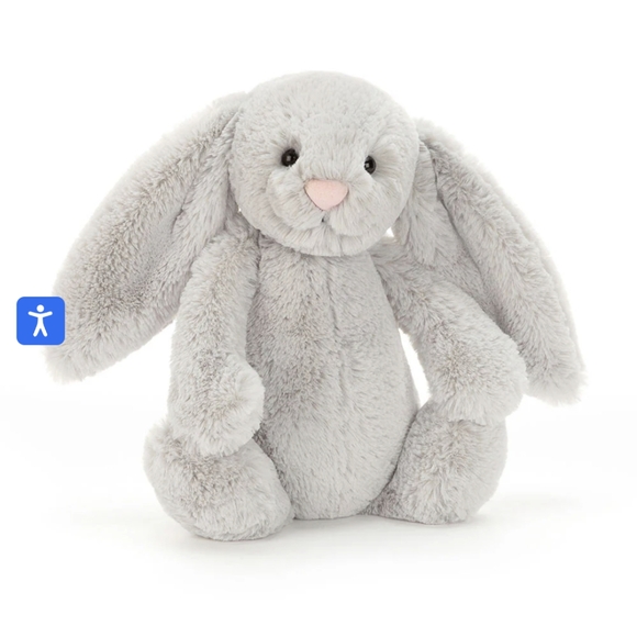 Jellycat Bashful Bunny Plush Gray Stuffed Animal Toy Medium - Picture 1 of 5
